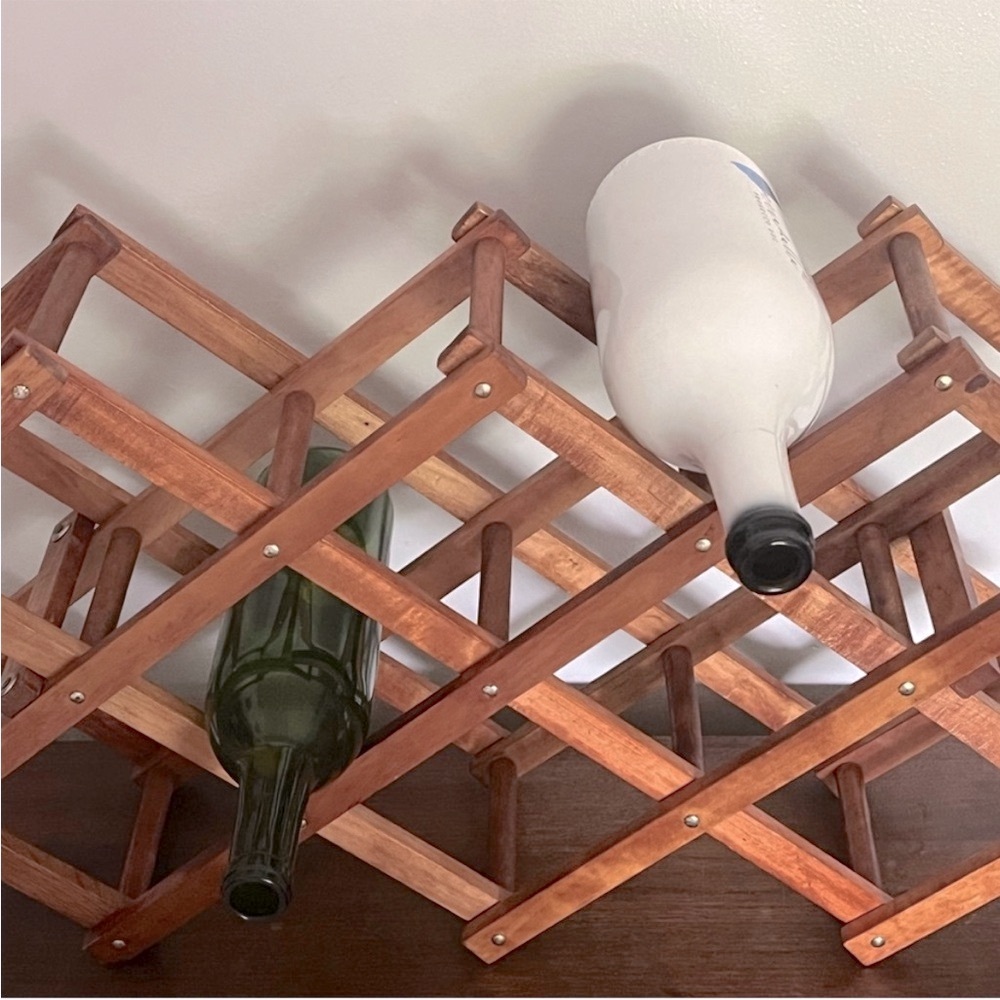 🍷Wine Rack Foldable Accordion Style Wooden Vintage Bottle Holder for 10🍷 - Picture 2 of 8